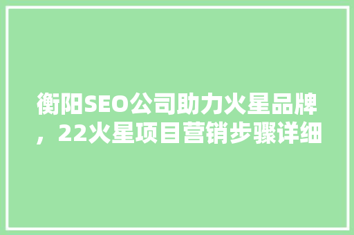 衡阳SEO公司助力火星品牌，22火星项目营销步骤详细