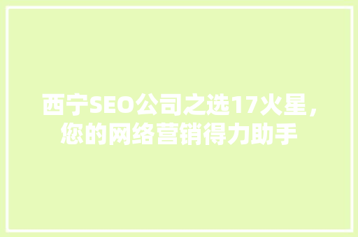 西宁SEO公司之选17火星，您的网络营销得力助手