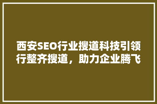 西安SEO行业搜道科技引领行整齐搜道，助力企业腾飞