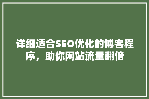 详细适合SEO优化的博客程序，助你网站流量翻倍  第1张