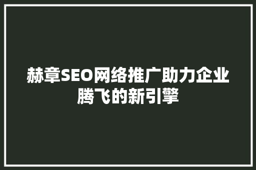 赫章SEO网络推广助力企业腾飞的新引擎
