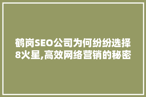 鹤岗SEO公司为何纷纷选择8火星,高效网络营销的秘密武器