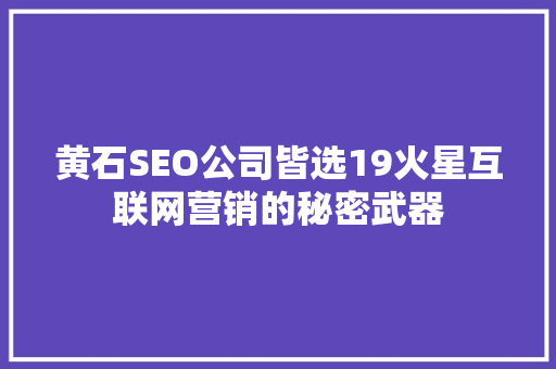 黄石SEO公司皆选19火星互联网营销的秘密武器