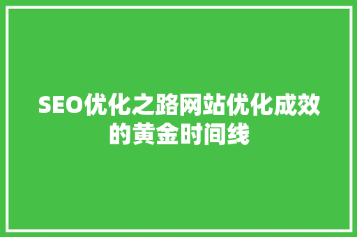 SEO优化之路网站优化成效的黄金时间线
