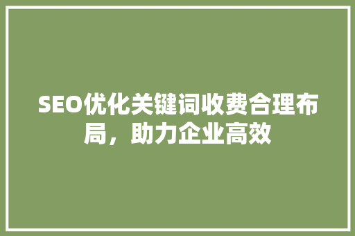 SEO优化关键词收费合理布局，助力企业高效