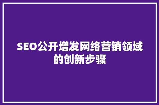 SEO公开增发网络营销领域的创新步骤
