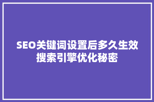 SEO关键词设置后多久生效搜索引擎优化秘密  第1张