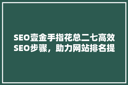 SEO壹金手指花总二七高效SEO步骤，助力网站排名提升