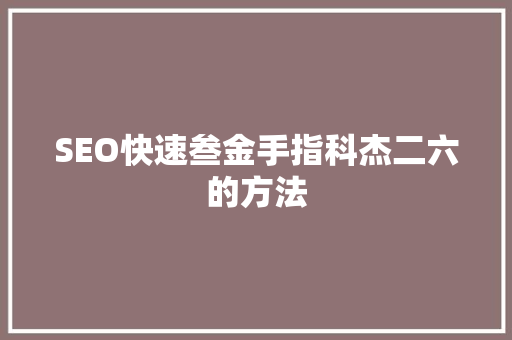SEO快速叁金手指科杰二六的方法