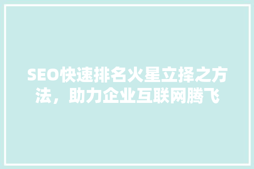 SEO快速排名火星立择之方法，助力企业互联网腾飞