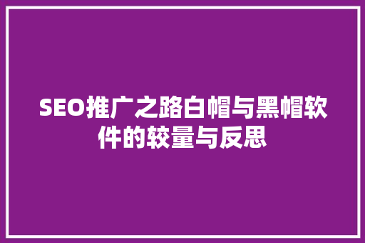 SEO推广之路白帽与黑帽软件的较量与反思