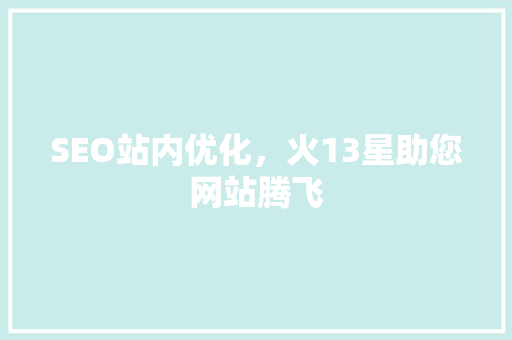 SEO站内优化，火13星助您网站腾飞