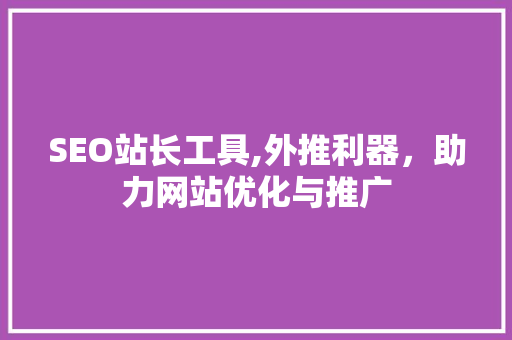 SEO站长工具,外推利器，助力网站优化与推广