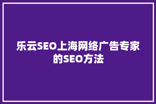 乐云SEO上海网络广告专家的SEO方法