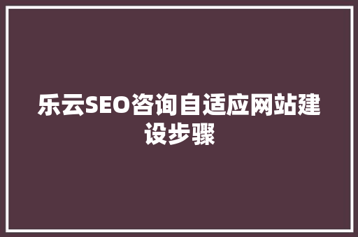 乐云SEO咨询自适应网站建设步骤