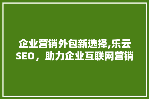 企业营销外包新选择,乐云SEO，助力企业互联网营销腾飞