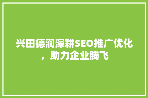 兴田德润深耕SEO推广优化，助力企业腾飞