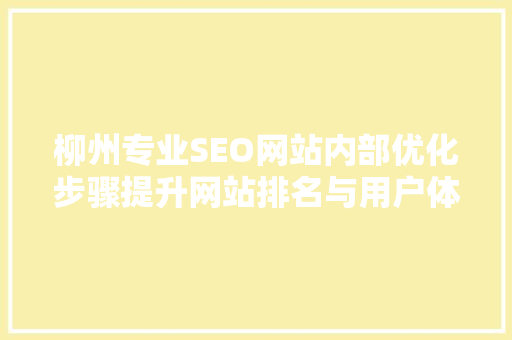 柳州专业SEO网站内部优化步骤提升网站排名与用户体验