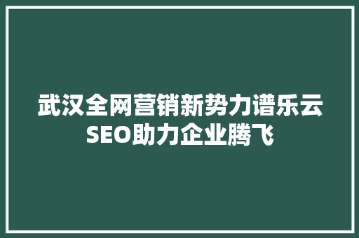 武汉全网营销新势力谱乐云SEO助力企业腾飞