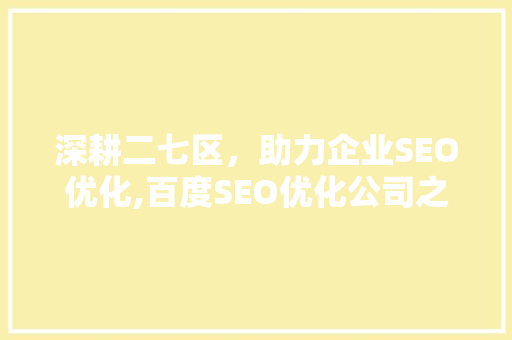 深耕二七区，助力企业SEO优化,百度SEO优化公司之路
