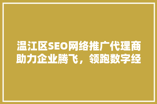 温江区SEO网络推广代理商助力企业腾飞，领跑数字经济时代