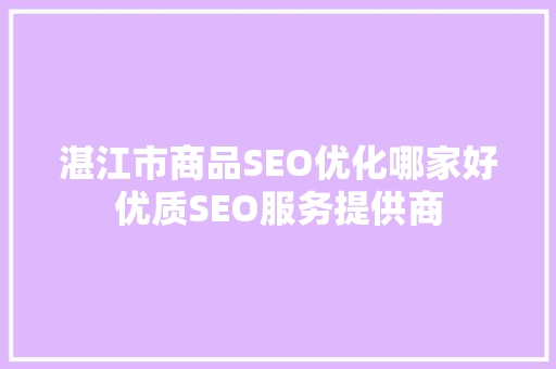 湛江市商品SEO优化哪家好优质SEO服务提供商  第1张