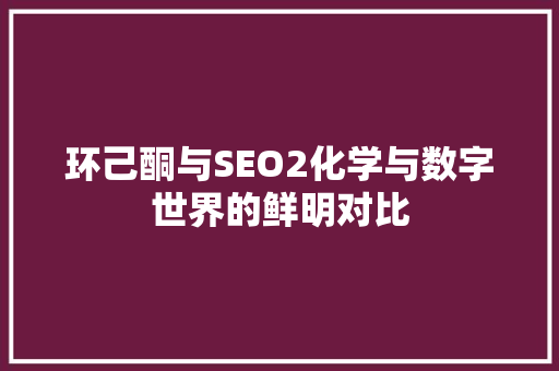 环己酮与SEO2化学与数字世界的鲜明对比