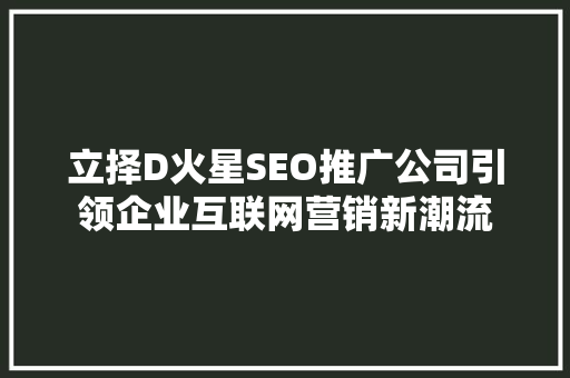 立择D火星SEO推广公司引领企业互联网营销新潮流