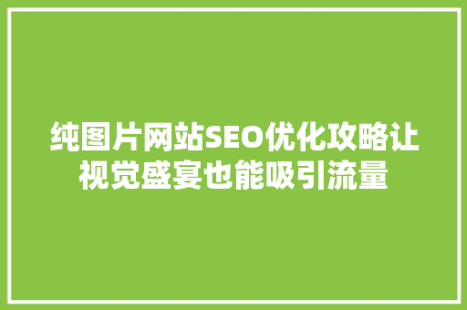 纯图片网站SEO优化攻略让视觉盛宴也能吸引流量