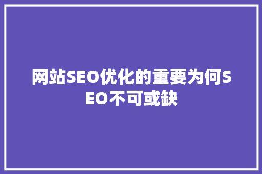 网站SEO优化的重要为何SEO不可或缺