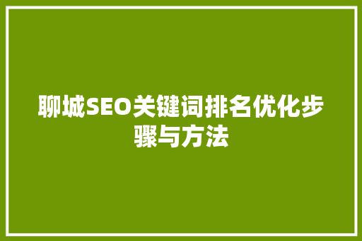 聊城SEO关键词排名优化步骤与方法