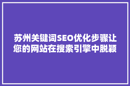 苏州关键词SEO优化步骤让您的网站在搜索引擎中脱颖而出  第1张