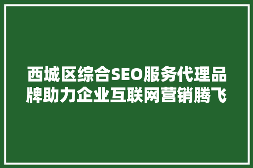 西城区综合SEO服务代理品牌助力企业互联网营销腾飞