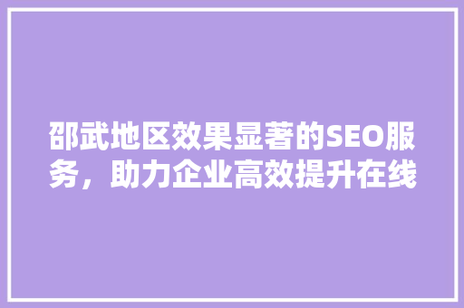 邵武地区效果显著的SEO服务，助力企业高效提升在线竞争力