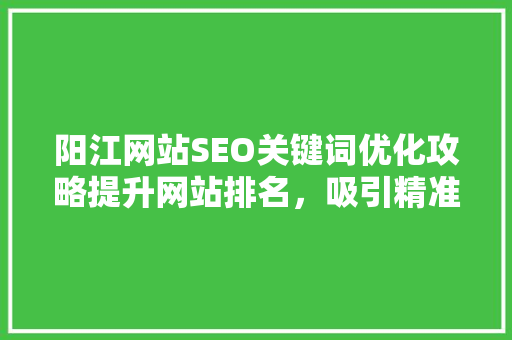 阳江网站SEO关键词优化攻略提升网站排名，吸引精准流量  第1张