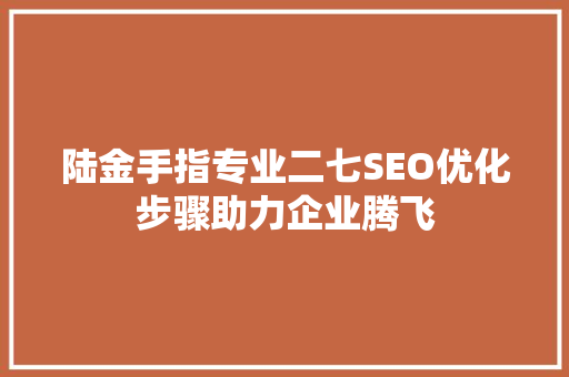 陆金手指专业二七SEO优化步骤助力企业腾飞