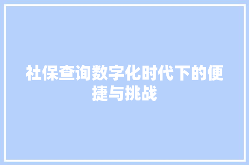 社保查询数字化时代下的便捷与挑战