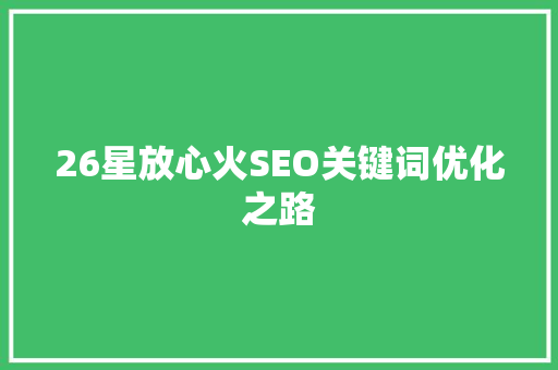 26星放心火SEO关键词优化之路