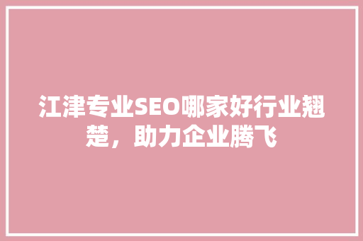 江津专业SEO哪家好行业翘楚，助力企业腾飞