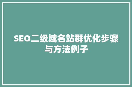 SEO二级域名站群优化步骤与方法例子