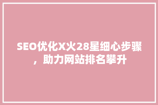 SEO优化X火28星细心步骤，助力网站排名攀升