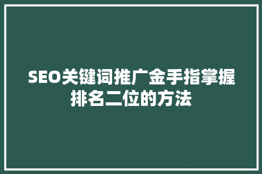 SEO关键词推广金手指掌握排名二位的方法