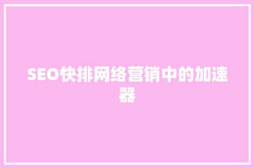 SEO快排网络营销中的加速器