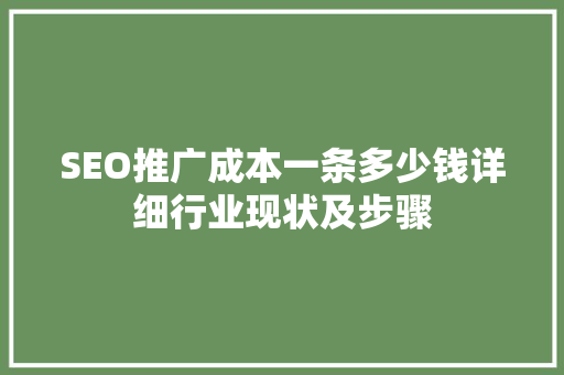 SEO推广成本一条多少钱详细行业现状及步骤  第1张