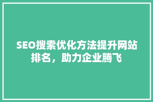 SEO搜索优化方法提升网站排名，助力企业腾飞  第1张