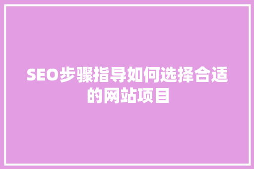 SEO步骤指导如何选择合适的网站项目  第1张