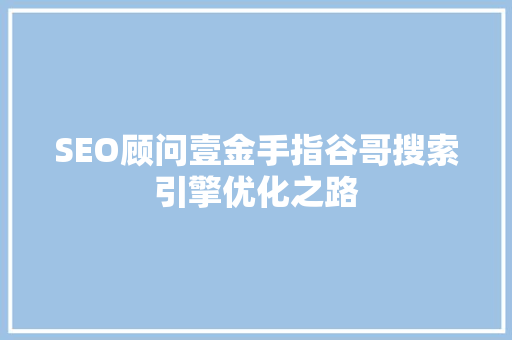 SEO顾问壹金手指谷哥搜索引擎优化之路