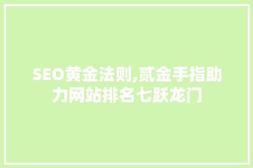SEO黄金法则,贰金手指助力网站排名七跃龙门