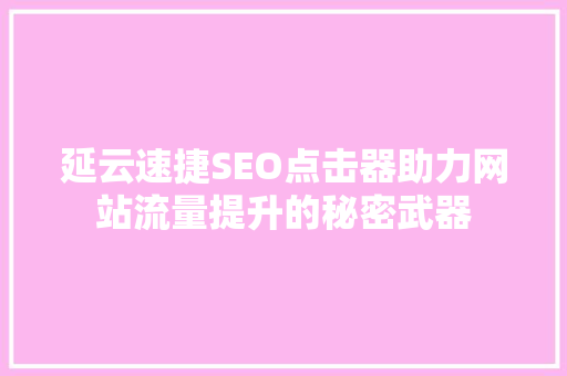 延云速捷SEO点击器助力网站流量提升的秘密武器