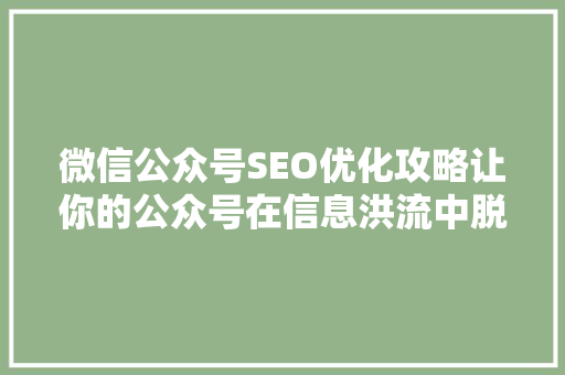 微信公众号SEO优化攻略让你的公众号在信息洪流中脱颖而出  第1张